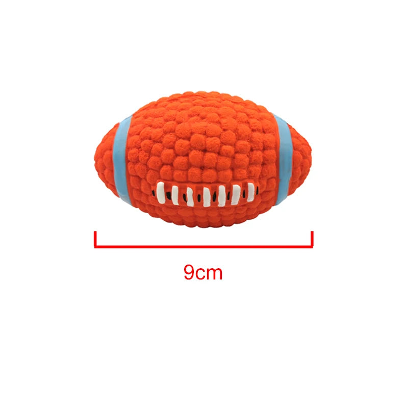 Balle rugby latex couineur chien